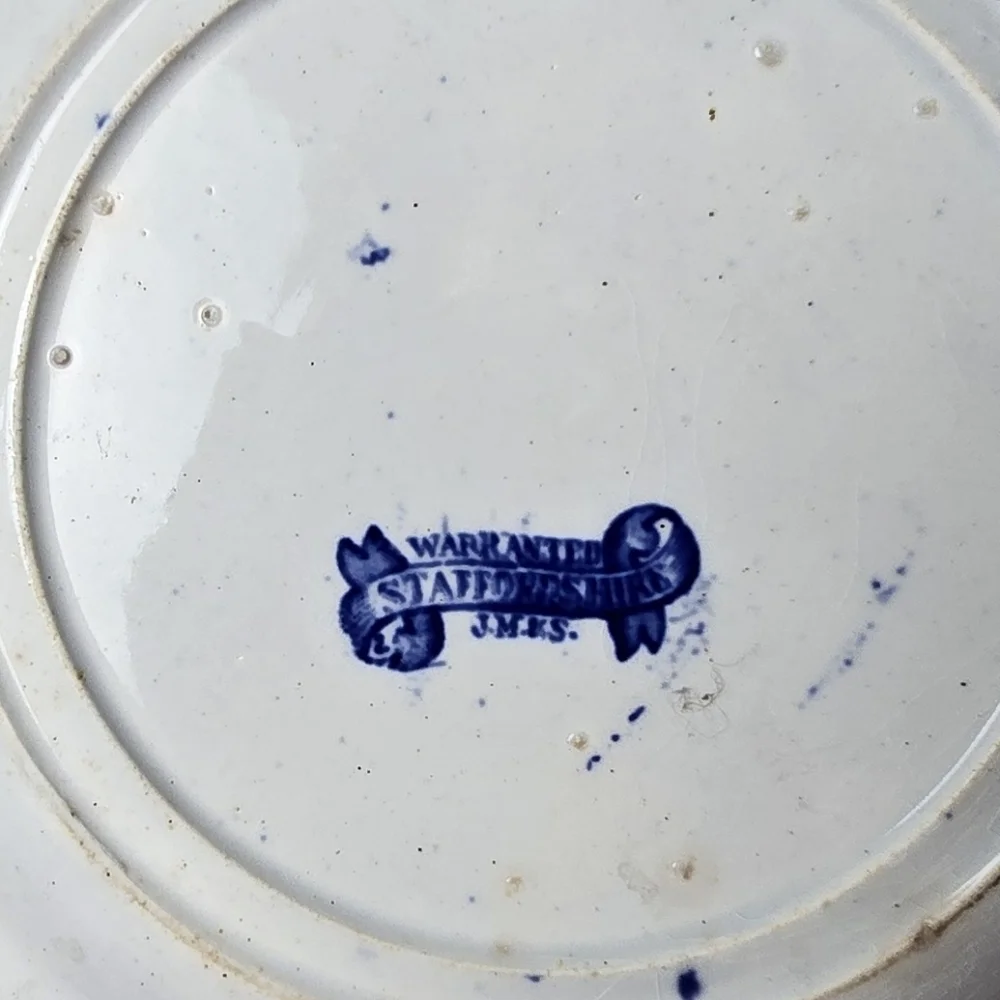 Blue Willow 7-5/8 Plate Staffordshire J.M.&S. DERP BLUE